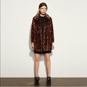 Coach Women's Brown Wild Beast Faux Fur Coat